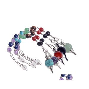 Collane con ciondolo 12 pezzi / set 7 Chakra Pietra Pendolo Guarigione Cristallo Quarzo Collana Spiritualità Yoga Gioielli Donna Uomo Regalo Drop Deli Dhgqw