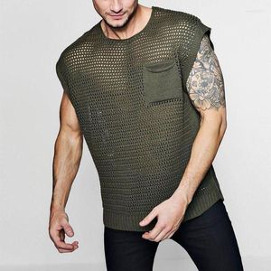 Men's T Shirts Mens Sexy Fishnet See Through Tank Top Muscle Workout Shirt Men Mesh Transparent Nightclub Party Tee Homme XXXL