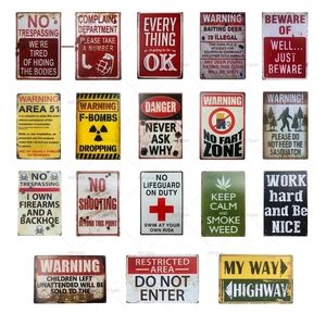 Vintage Metal Tin signs Work Hard Warning Poster No Fart Zone Plate Garage Pub Rustic Wall Plaque Garage Bar Home Wall Decor custom signs outdoor metal Size 20X30 w01