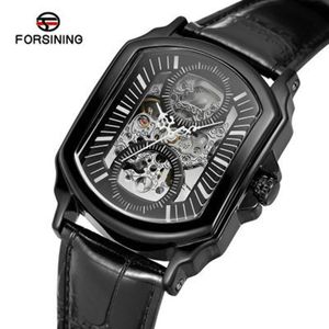 Relógios de pulso Top Hollow Out Mechanical Mechanical Square Wrist Watch Wel