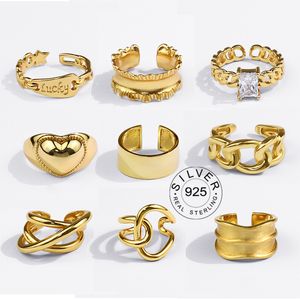 Sterling Silver Rings for Women Vintage Gold Color Bump Förlovningsring Silver smycken Anillos Mujer