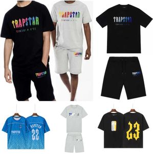 Klasik Tasarım Tişörtleri 2023 Marka Trapstar Baskılı Spor Giyim Erkekler 20 Renk Sıcak İki Parçası Set Gevşek Hoodie Sweatshirt Pantolon Jogging Tratrsuit