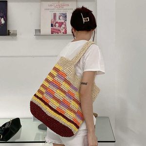 Summer Woven Straw Bag Women Böhmen Rattan Bucket Shoulder Bag Holiday Ladies Beach Bag Ny semester Underarm Handväska Bolsas 230304 230220