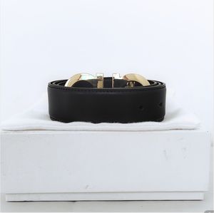 Fashion business luxury leather belt width 34mm designer men women high quality gold and silver gray black smooth buckle size100-125cm