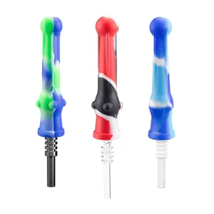 SI003 Silicone Smoking Pipe 14mm Ceramic Quartz Nail Colorful Dab Rig Pipes