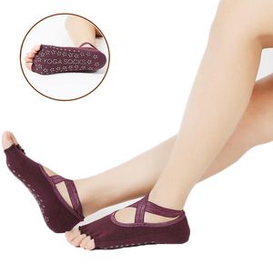 Calzini sportivi 1 paio Yoga per donna con impugnatura antiscivolo Mezza punta senza dita Ideale per balletto Pilates Barre Dance Workout