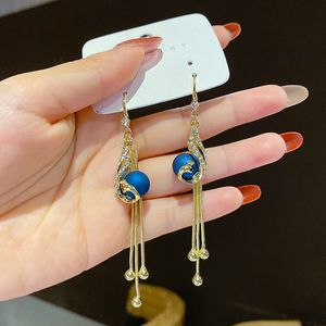 Moda geometryczne kolczyki z frędzlami Blue Deer Crystal Drop For Woman Eleganckie akcesoria biżuterii