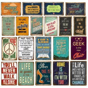 Retro Happiness Is Love Kunstmalerei Blue Jeans Metallschilder Vintage Weißblech Wandaufkleber für Bar Club Room Decor Romantische Poesie Zinn Poster Größe 30X20CM w02