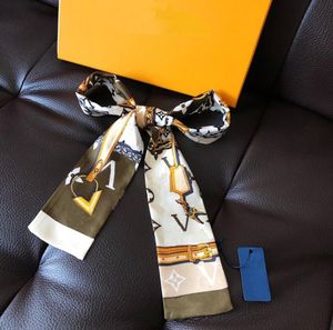 スカーフ新しいデザイナースカーフレディーススリム狭いバッグハンドシルクスカーフ両面印刷されたツイルサテンブランド小さなシルクNZ6M