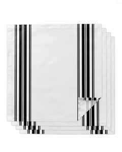 Table Napkin Farmhouse Stripes Black And White 4/6/8pcs Cloth Decor Dinner Towel For Kitchen Plates Mat Wedding Party Decoration