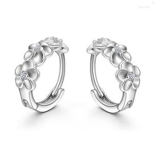 Stud Earrings Anatomical Heart Upper Lobe Plated Fashion Women Rhinestone Crystal Flower Silver