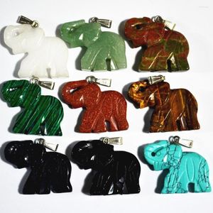 Anhänger-Halsketten! Mode Naturstein Anhänger Howlith Opal Carving Elefanten Für Schmuck Machen 10 teile/los Großhandel