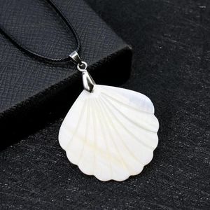 Pendant Necklaces Real White Sea Shell Necklace Natural Mother Of Pearl Scallop Charm Rope Chain Charms Jewelry For Women Gifts