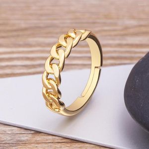 Anéis de casamento AIBEF Moda geométrica Cadeia de ouro Link Pão ajustável Women Women Simple Design Jewelry Anniversary Classic Gifts