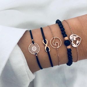 Strand Miss JQ Bohemian Hollow Flower Bracelets Set para mulheres Moda Moda Cadeia Multi Camadas Pulpar Diy