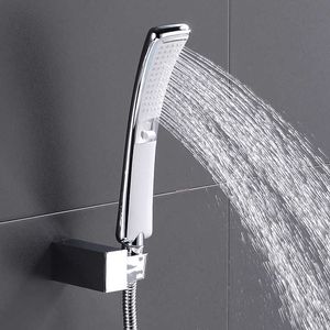 Bathroom Shower Heads High Quality Bathroom Square ABS in Chrome Bathroom High Pressure Hand Shower Set With Shower Hose Bathroom Accessories J230303