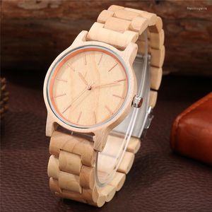 Wristwatches Simple Style Watch Men's Wooden Watches Quartz Analog Wristwatch Full Bamboo Bracelet Band Adjustable Strap Reloj Gift