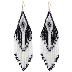 Handmade Boho Multicolor Beads Tassel Dangle Earrings For Women Ear Vintage Jewelry Long Big Statement Chandelier Earrings