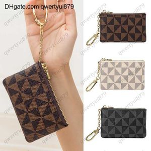 Shoulder Bags Coin Key Storage Bag with Chain Women Mini Coin Purse Luxury Designer Plaid Leather Small Zipper Wallet Ladies Keychain Trendy 030423H