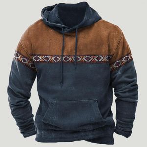 Herren Hoodies Mexiko Azteken Geometrische Tätowierung 3D-Druck Hoodie Männer Sweatshirt Stamm Folk Ethnische Streetwear Pullover Lässiger Colorblok-Trainingsanzug