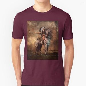 Camisetas para hombres Gran espíritu Chief Shirt Algodón 6xl Igualdad Joseph Nez Perce Horse Original Art Shanina Conway Sepia