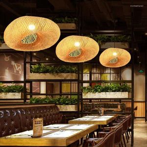 Pendant Lamps Hand Woven Bamboo And Wood Chandelier Suitable For El Garden Dining Room Study Living Lighting Handmade Lamp
