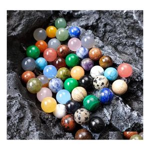 Stone Nonporous 7 Chakras 10Mm Round Ball No Hole Loose Beads Charms Healing Reiki Rose Quartz Crystal Diy Making Crafts Decorate Je Dh6F1