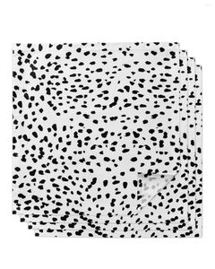 Table Napkin Black Spots White Background 4/6/8pcs Cloth Decor Dinner Towel For Kitchen Plates Mat Wedding Party Decoration