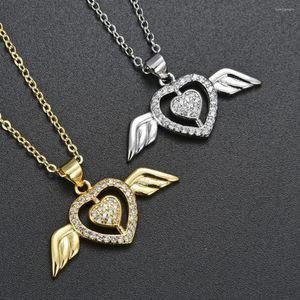 Colares pendentes Angel of Love Heart Feminino Mulheres apresentam jóias de declaração de presente de romance de fantasia