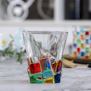 Vattenflaskor italiensk designer med handmålade linjer vävda kristallglas Whisky Juice Beer Mug Wine 230303