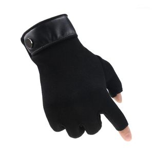 Five Fingers Gloves Winter Men Mitten 2 Exposed Keep Warm Touch Screen Windproof Thin Guantes Driving Anti Slip Outdoor Fishing Male