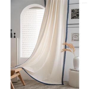 Curtain Boho Cotton Embroidery Curtains For Bedroom Living Room Decor Window Solid Color Semi-Transparent Edge Flax Drapes