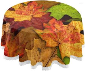 Tkanina stołowa jesienna liście klonu okrągłe obrus jesień słonecznika z dyni Mata koronkowa poliester z pralki 60 
