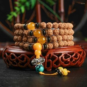 Strand 8mm Tibetan Natural Dragon Grain Rudraksha Beads 108 Mala Armband Buddhist Prayer Yoga Necklace For Female O Man Partiage