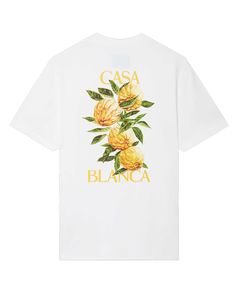 Casablanca 23SS New Designer Clássico Fashion Cotton T shirt Walnut Flower Estilo Siciliano Homens e Mulheres Amantes Havaiano T-shirt de manga curta