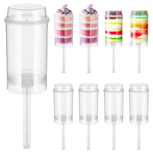 Baking Tools Cake Push Up Holder Container Shooter Dessert Cylinder Containers Pushable Clear Stands Empty Transparent Lid Shooters