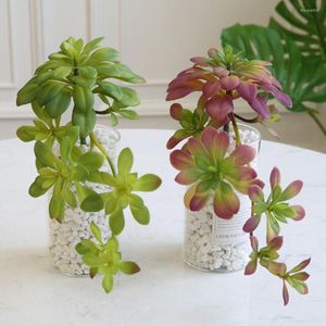 Decorative Flowers Plastic Style Artificial Succulent Plant Bouquet Eucalyptus Fake Plants Flower Craft Green House Home Decor