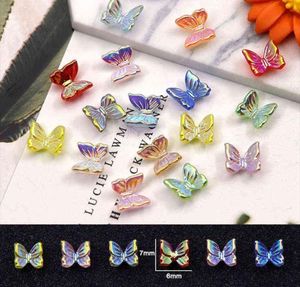 30100 pcs Nail Art Accessories Resin Butterfly Aurora Smart Color Holographic Fashion 3D Fingernail Diy Decoration Y2204087243527