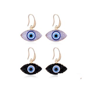 Charm Simple Druzy Drusy Evil Eye Charms Earrings Resin Handmade Gold Earings For Women Party Birthday Gift Drop Delivery Jewelry Dhknn