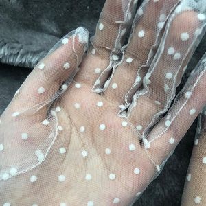 5本の指の手袋Polka Dot Lace Long Memale Semi Seier Mesh Tulle Sun Proteciunmentens XX9D