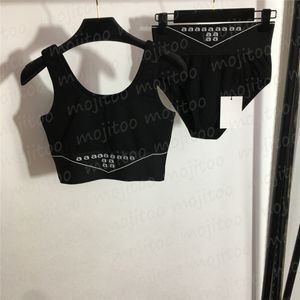 Letter Webbing Bra Vest Briefs Women Underwear Yoga Sports Tanks High Waist Shorts Sets For Female