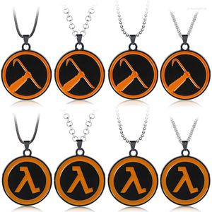 Pendant Necklaces Game Half-Life Alyx Necklace Half Life Lambda Round Logo Metal Choker Chains Jewelry For Men Women Gift