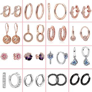 Hoop Earrings & Huggie Top Selling 925 Sterling Silver Pendiente Sparkling Eternity Love For Woman Pan Fine Jewelry Making