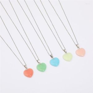 Pendant Necklaces Opal Heart Necklace For Women Y2k Jewelry Bohemian Natural Stone Stainless Steel Luminous Pendants Aesthetic Accessories