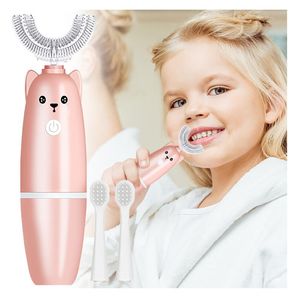 Conjunto de acessórios de banho Infantil em formato de dentes em forma de U Crianças em forma de U Bush em forma de U Brush de limpeza de cuidados com oral de silicone para bebê