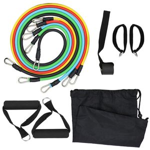 Resistance Bands 15pcs Set Workout Fintess Exercise Tube Door Anchor Ankle Straps Cushioned Handles With Carry Bags