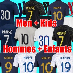 Пользовательский игрок 30 10 Mbappe 7 футбольные майки Hakimi Sergio Ramos Sanches French Psgs 22 23 Maillots Football Froort 2022 2023 Men Kids Kit Set Set