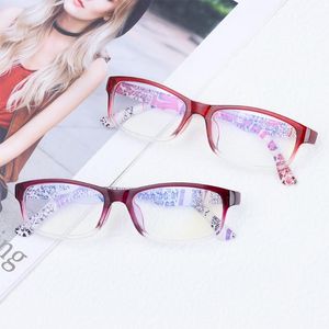 Sonnenbrille Anti-Blau-Lesebrille Urltra-Light-Rahmen High-Definition-Presbyopie-Linse Frauen Blumenlupe Brillen Dioptrien 10- 40Sung
