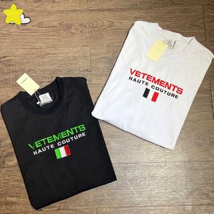 Men's T shirts Spring Summer Vetements Men Woman Loose Casual t Shirt 1 Embroidered Haute Couture Flag Top Tee Classic Vtm Short Sleeve G230303