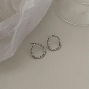 Hoop Earrings S925 Sterling Silver Irregular Round Feminine Personality 2023 Trend For Lightweight Women Only